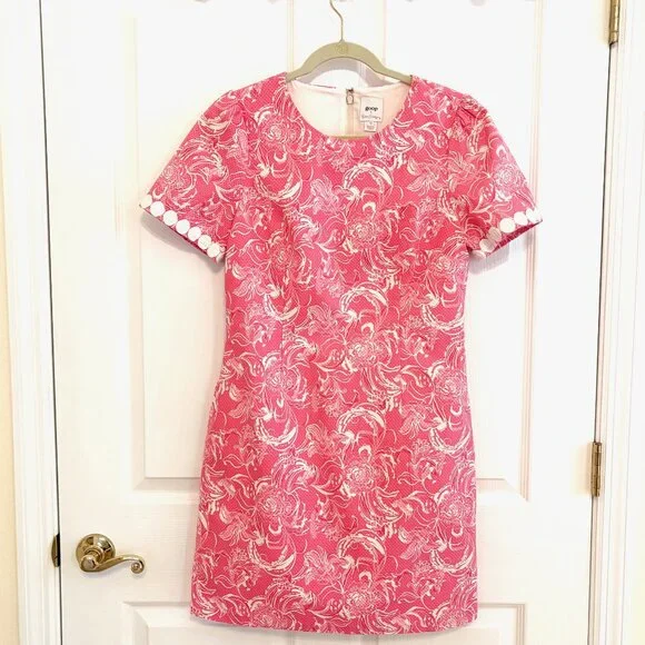 Lilly Pulitzer x GOOP Size 10 Gwyneth Shift Dress Hotty Pink Kiss Kiss - Sirens - Picture 2 of 16